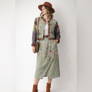 Vintage Villa Factory 2-Piece Floral Skirt Set Boho Cottagecore Wrap Skirt MED